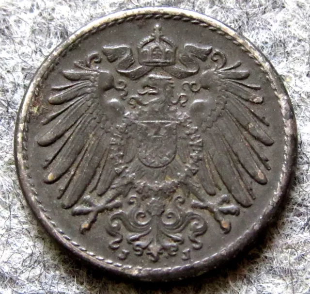 GERMANY EMPIRE KAISERREICH Wilhelm II 1920 J 5 PFENNIG, POST-WWI COINAGE IRON 2