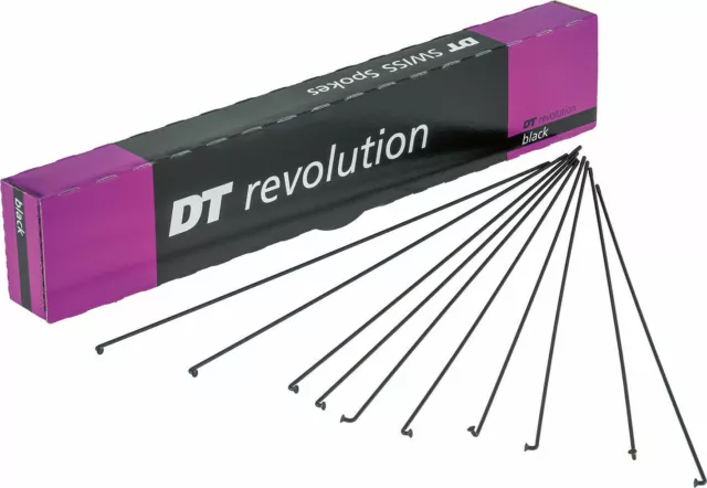 8X DT Swiss Revolution Bike Spokes Black/Silver Stainless Steel. Superlight!