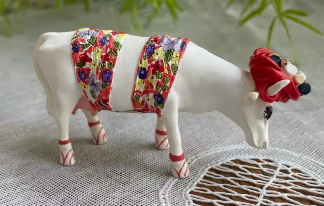 Westland - Mini Cow Parade - 1.5"H X 3" - W/ Floral Wrap And  Red Turban