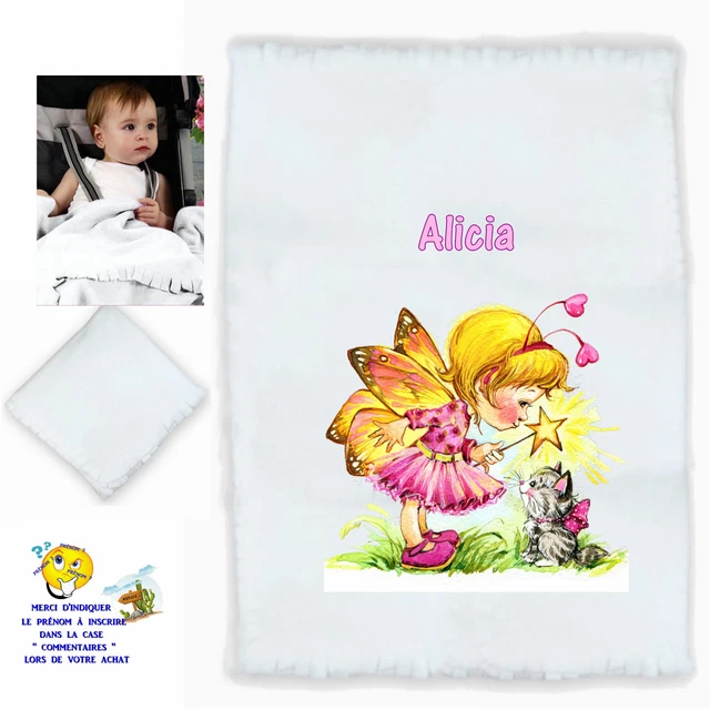 plaid bébé personnalisé naissance baptème prenom texte choix réf 02