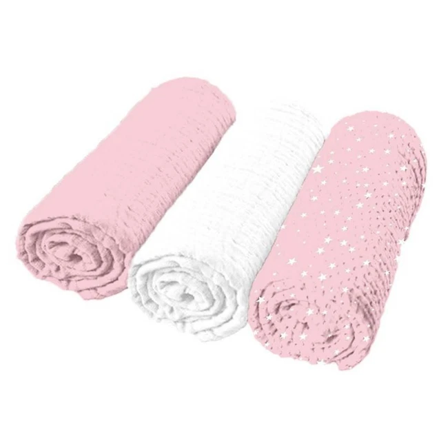 Paris Prix - Lot De 3 Langes Bébé "absorbant" 70x70cm Rose