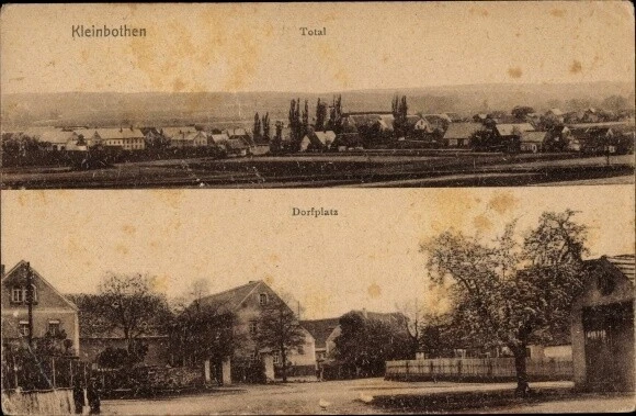 Ak Kleinbothen Großbothen Grimma in Sachsen, Gesamtansicht, Dorfplatz - 3390457