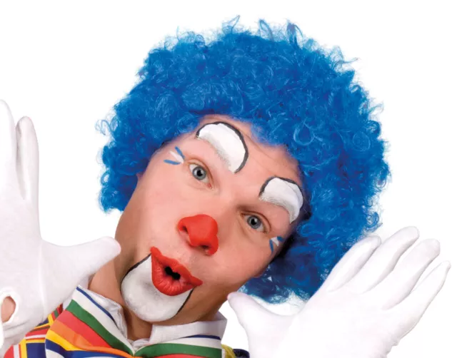 Karneval Klamotten Kostüm Perücke Clown Locken blau Zubehör Zirkus Karneval