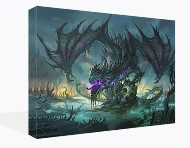 Purple Dragon on Skull Fantasy Canvas Print Wall Art Modern Home Décor Picture 3