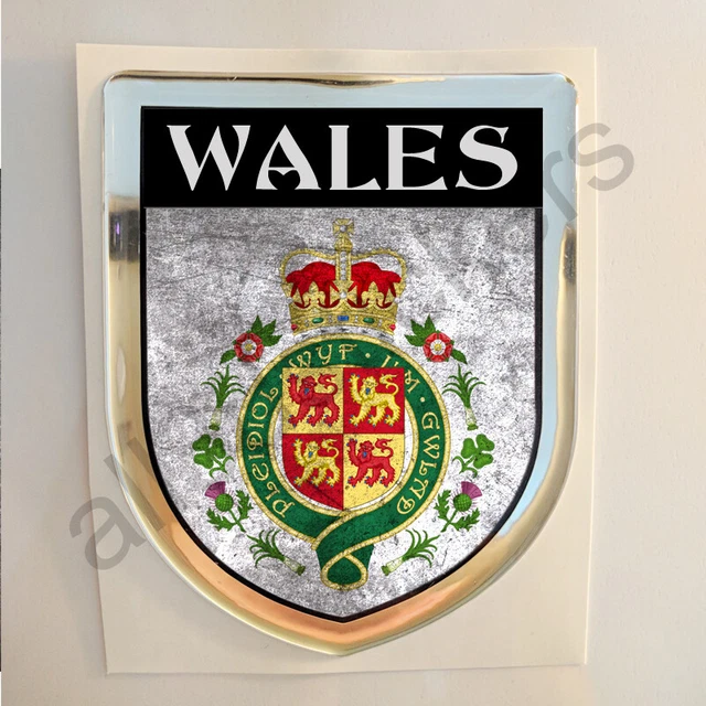 Galles Adesivi Scudetto 3D Emblema Stemma Sporco Resinato Adesivo Resinati