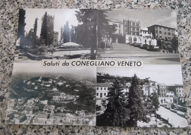 bp2 cartone con incollate 4 bozze cartoline di conegliano veneto treviso veneto