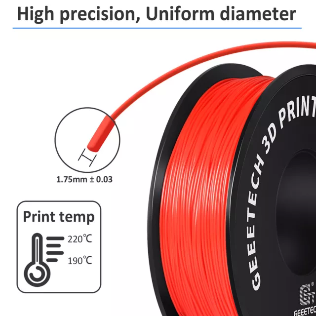 Geeetech 3D Printer 1KG 1.75mm Silk PLA ABS PETG TPU 3D Filament UV Resin UK 3