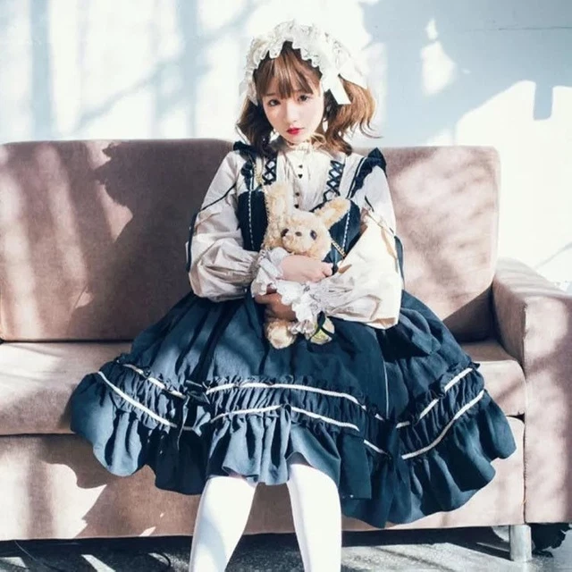 Robe Lolita Princesse – Style Rétro Japonais, Dentelle Et Volants, Manches évasées