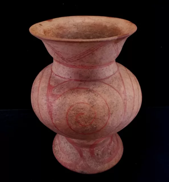 Ancient Thai Ban Chiang BiChrome 10.25 Inch Handmade Clay Vessel 400BC To 200 AD