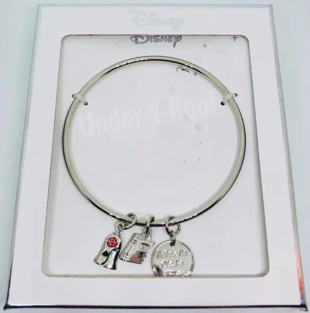 Primark Disney Beauty & The Beast Silver Charm Bangle Bracelet - Brand New