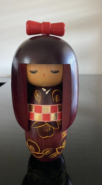 Vintage 7" Japanese Wooden Kokeshi Doll Figurine Handpainted