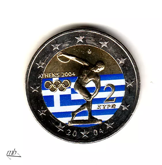 Griechenland 2 Euro 2004 Olmp. in Athen  Coloriert  926
