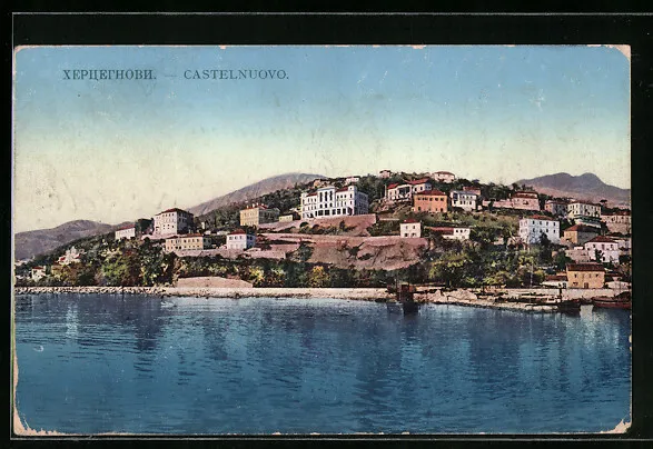 Ansichtskarte Castelnuovo, Blick auf die Villen am Ufer 1914