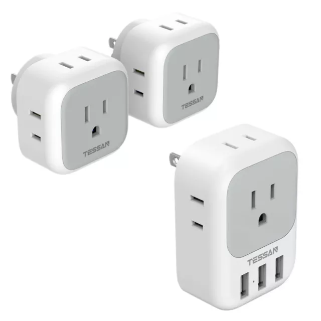 Power Plug Adapter with 4 Outlet for US Travel to Japan Philippines Canada Peru