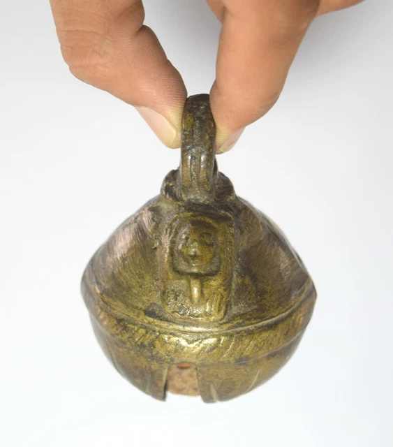 19c Rare Antique Bronze Bell Holy God Figure Home Décor Collectible. G70-122