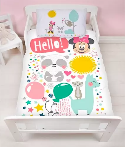 Disney Minnie Mouse Friends - Junior Toddler or Cot Duvet Cover Bed Bedding Set