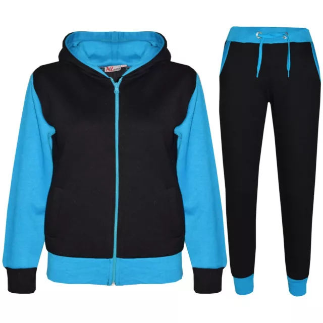Bambine Tuta IN Pile Felpa con Cappuccio Fondo Tuta da Jogging Joggers 2-13 Anni