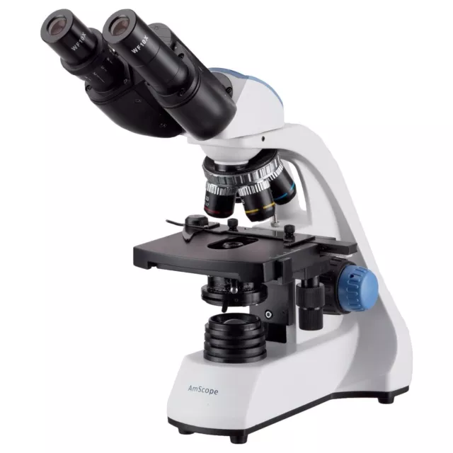 40X-1000X LED Binocular Compound Microscope w 3D Two-Layer Mechanical Stage