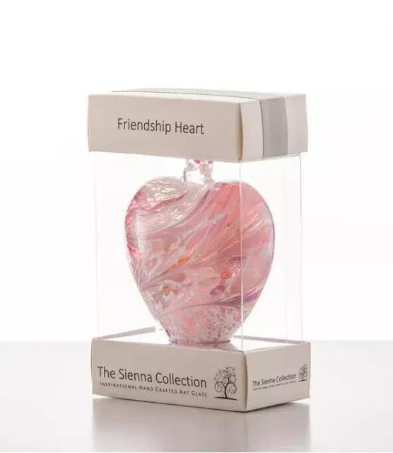 Glass Friendship Heart Hanging Hand Craft Keepsake Ornament 8cm Sienna