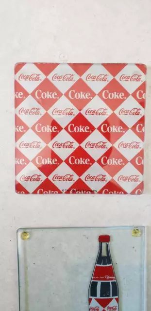 Coca Cola Etched Tempered Glass Coasters Set of 4 3