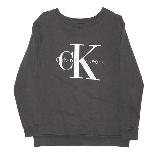 Felpa Calvin Klein Grigia Regolare Grande Logo Uomo XS