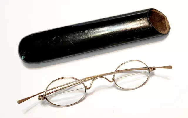 10K solid gold antique eyeglasses.   Late 19th century split lens spectacles.