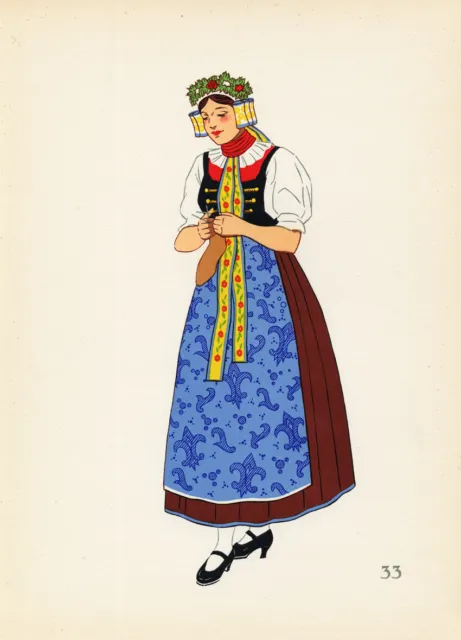 Old Costume Print-SILESIA-HIGHLANDS-POLAND-1939
