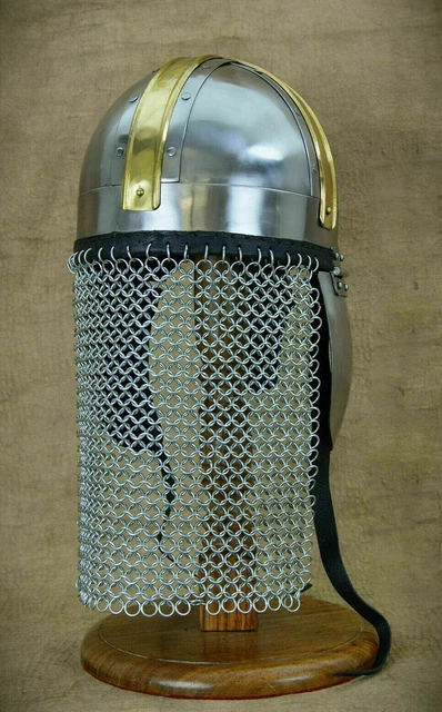 Medieval Hand-Forged Norman VIKING HELMET with Chainmail - norse - medieval -sca 3