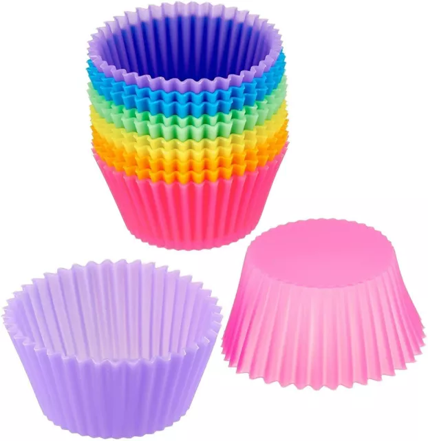 Cupcake Molds 12 Pack Reusable Silicone Baking Cups Cases Muffin Molds for Bake