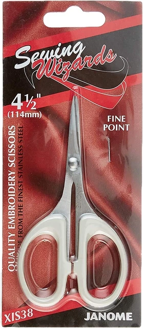 Asistentes de costura bordados de punta fina Janome de 4,5 pulgadas tijeras, metal