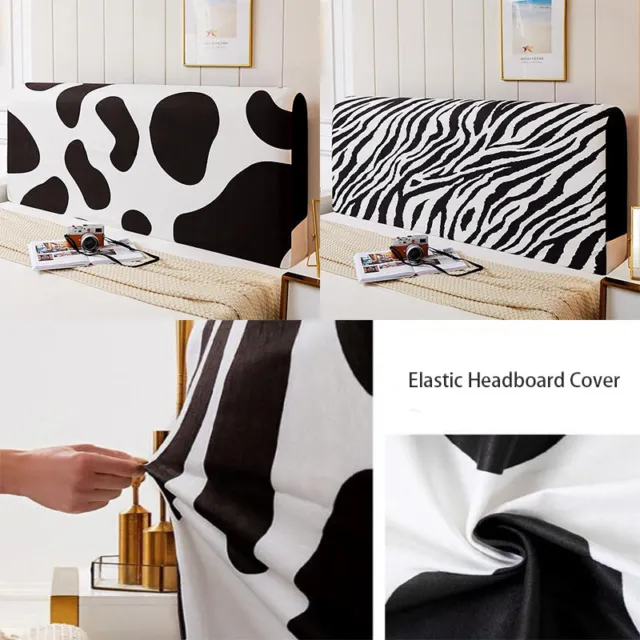Stretch Bed Headboard Cover Soft Zebra Dustproof Slipcover for Bedroom Decor