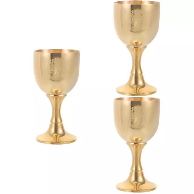 3 Count Metal Wine Chalice Ritual Goblet Pentagram Offering Cup