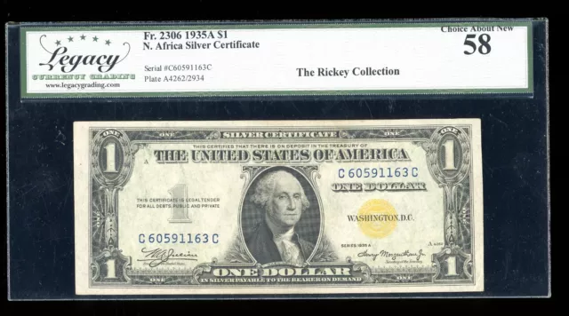 DBR 1935-A $1 North Africa Silver Fr. 2306 CC Block Legacy 58 Serial C60591163C
