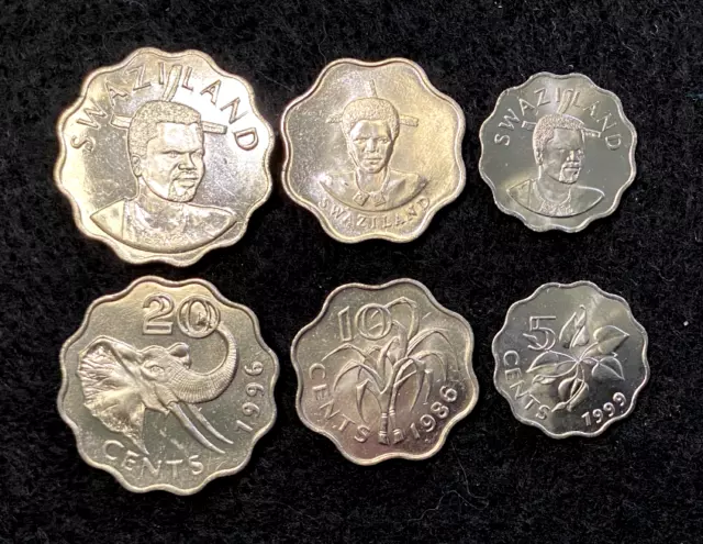 Swaziland 3 Coins Set 5, 10, 20 Cents UNC World Coins Swaziland 3 Coins Set 5, 10, 20 Cents UNC World Coins