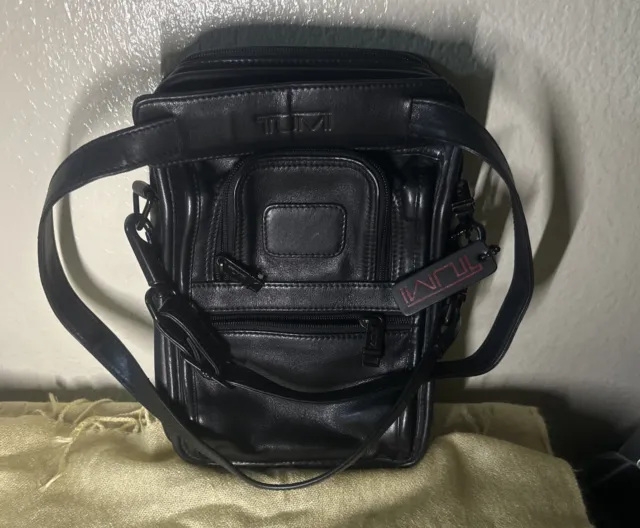 Tumi Black Leather Crossbody Small Men's Messenger Bag