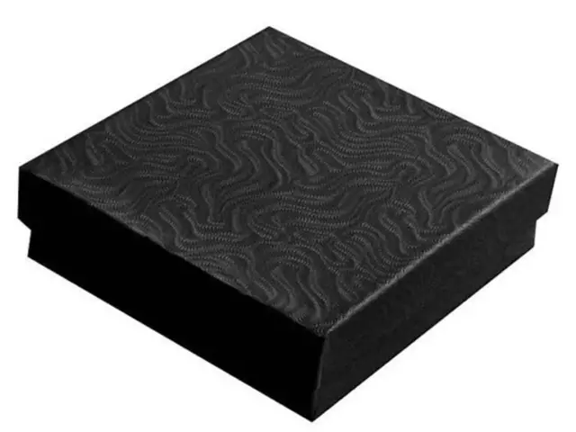 25 Black Swirl Cotton Filled Jewelry Gift Boxes 3 1/2" X 3 1/2" X 1"
