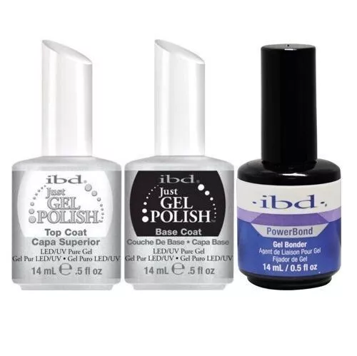 IBD Just Gel Polish Soak Off- BASE + TOP + POWER BOND .5oz 3pcs