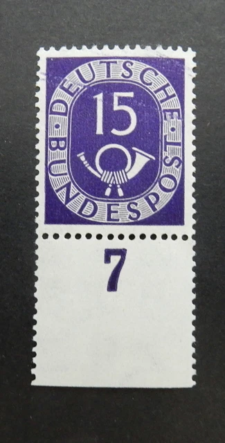 Bund, 129 ** Posthorn 15 Pf. mit Unterrand Abart bzw. PF tief gepr. Schlegel