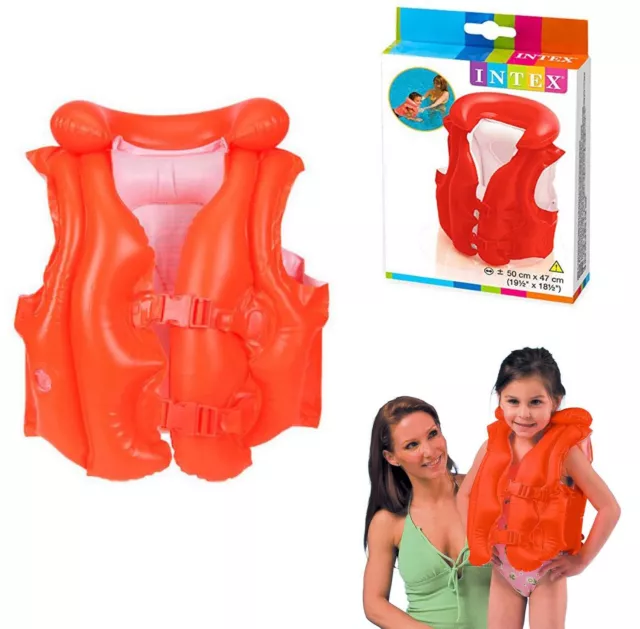 Intex Schwimmweste Deluxe - Aufblasbare Schwimmhilfe Kinder-Schwimmweste Orange