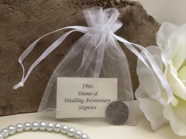 1964 Sixpence Gift for Diamond Wedding Anniversary Card, 60th Year Gift 60 Years