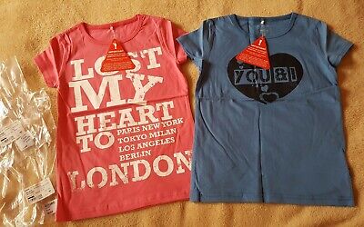 Lovely Girls Top T-shirt x2 Bundle 100% Cotton Pink And Blue Age 5-6 Years New♡