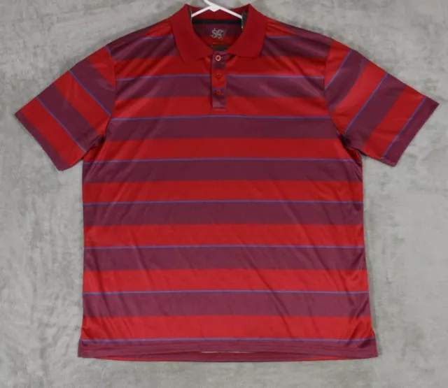 ROCK REPUBLIC POLO Shirt Men's Large Short Sleeve Red Striped Casual $9 ...