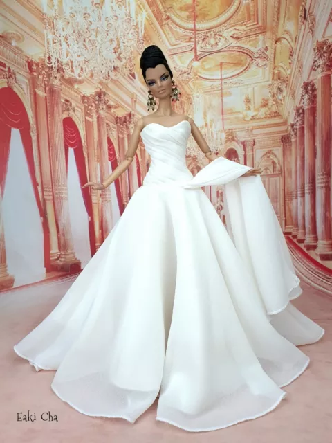 White Handmade Evening Dress Outfit Gown For Barbie Silkstone Fashion Royalty FR