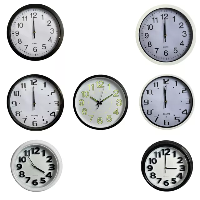 Wall Clock Round Silent Home Kitchen Bedroom Office Indoor Quartz Modern Decor