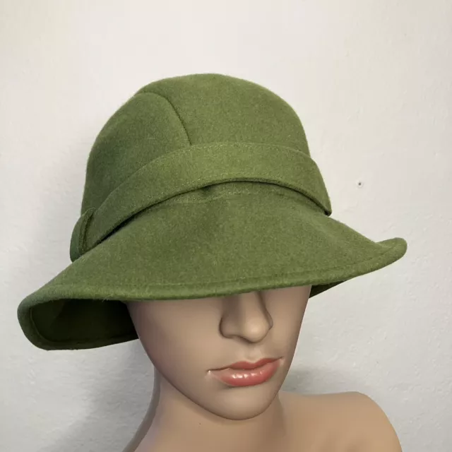 J Crew Green Wool Bucket Hat Fedora Cloche Women’s Size Medium / Large