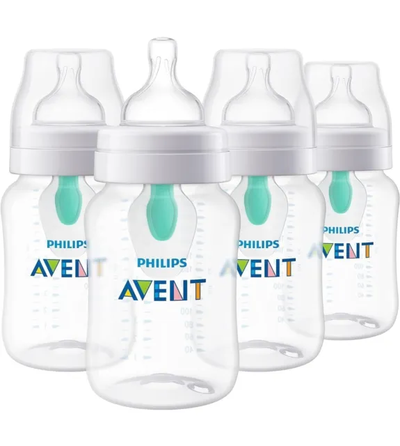 Philips AVENT Anti-Colic Baby Bottles with AirFree Vent 9 oz. 4 Pack Clear