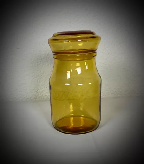 Ancien bocal, bonbonnière vintage en verre jaune Maxwell