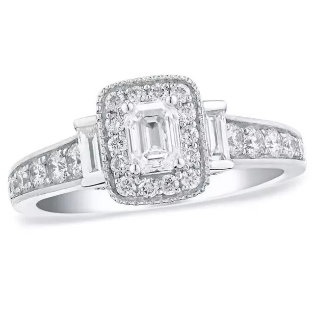 Vera Wang Love Collection 1/2Ct White Emerald Cut CZ Wedding Ring In 925 Silver