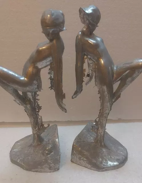 Frankart nymph with frog bookends art deco "NOT SANDED"  and 10" tall a pair USA