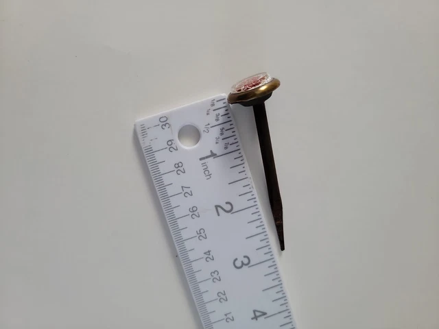 Antique 19th Century Sulphide Glass & Brass Picture Frame Nail Hanger 3